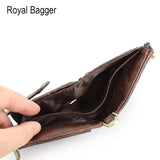 Men Short Wallet with Chain Strap RFID Block Real Cow Leather