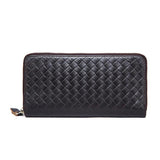 Men's Leather Wallet Weave Purse Long Clutch Hand Bag