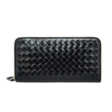 Men's Leather Wallet Weave Purse Long Clutch Hand Bag