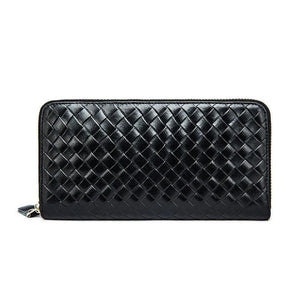 Men's Leather Wallet Weave Purse Long Clutch Hand Bag