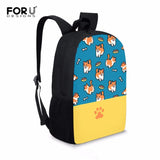 Corgi Printed Boy's Kids 16in School Bags Comfortable Backpacks