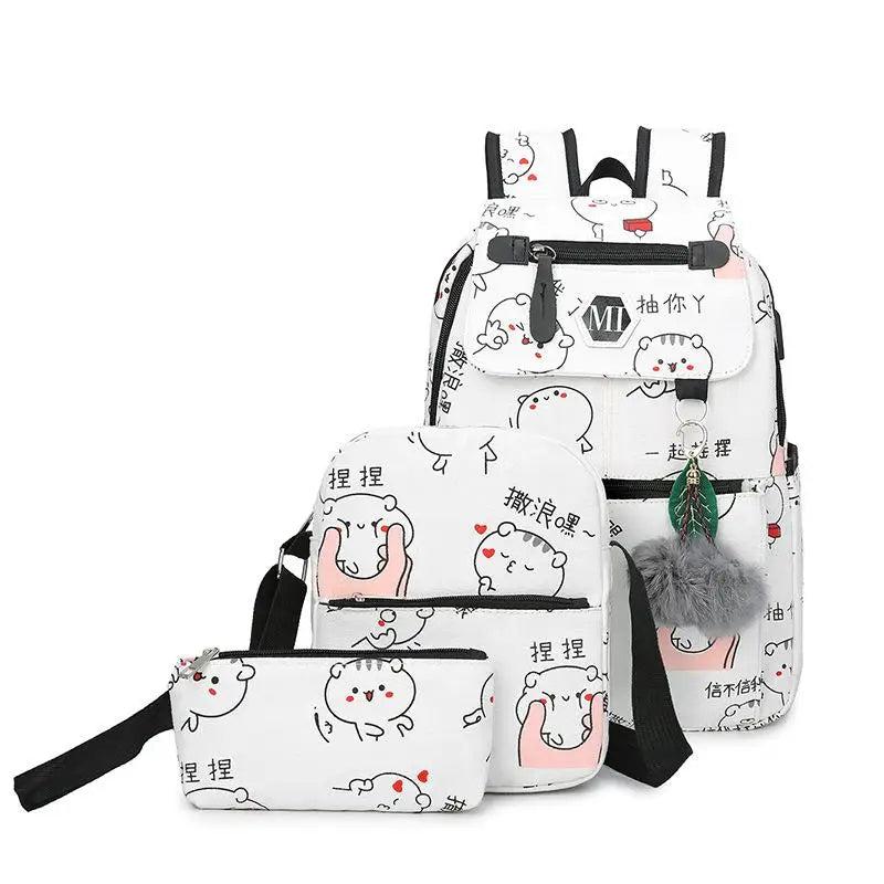 Kids Cartoon Pattern Canvas School Bag for Girls