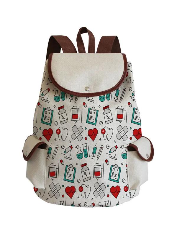 Dentist ECG Drawstring Backpack Large Capacity Book Bag