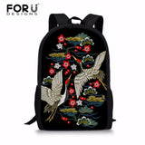 Embroidered Animal Print Travel Backpack for Women Girls Kids