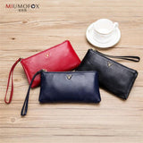 Unisex Leather Wallet Clutch High Capacity Zipper Bag