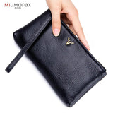 Unisex Leather Wallet Clutch High Capacity Zipper Bag
