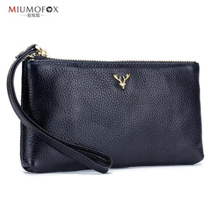 Unisex Leather Wallet Clutch High Capacity Zipper Bag