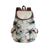 Coconut Tree Flamingo Printed Drawstring Backpack Casual All-Match School Bag