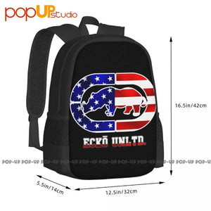 Ecko_Unltd Reflective Silver Outlined Flag Backpack Large Capacity