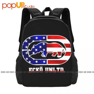 Ecko_Unltd Reflective Silver Outlined Flag Backpack Large Capacity