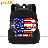 Ecko_Unltd Reflective Silver Outlined Flag Backpack Large Capacity