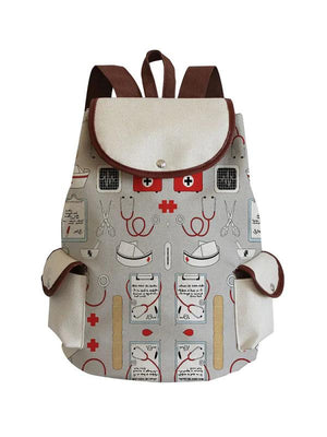 Nurse Print Drawstring Backpack Portable School Bag