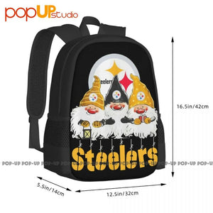 Gnomes Pittsburgh Steeler Merry Christmas Backpack Large Capacity Sports Bag
