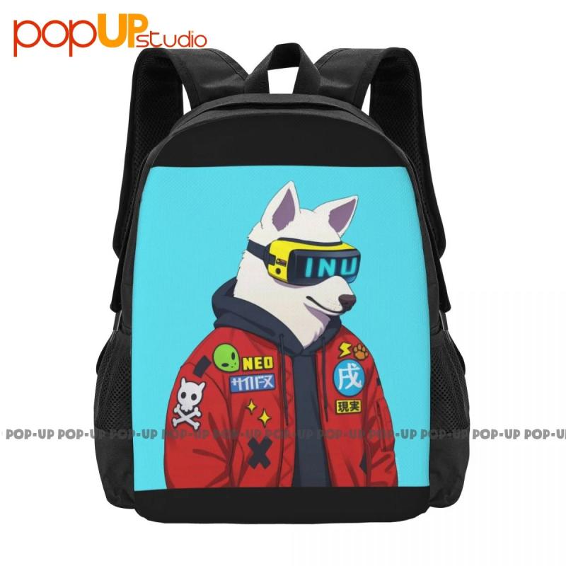 Hipster Shiba Inu Backpack Large Capacity Travel Art Print Shopping Bag