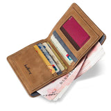 Men Short Wallet Retro Matte Two Fold Vertical Wallet