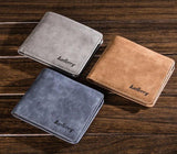 Men Short Wallet Retro Matte Two Fold Vertical Wallet