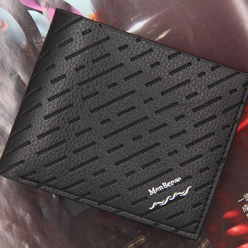 Men's Short Wallet Slim Business Wallet Hollow Stripe Pattern