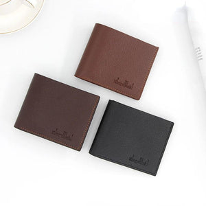 Men's Lychee Leather Short Wallet Smooth Soft Horizontal Business Wallet