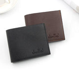 Men's Lychee Leather Short Wallet Smooth Soft Horizontal Business Wallet