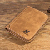 Men's Short Frosted Leather Wallet Three Fold Vertical Retro Style