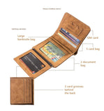 Men's Short Frosted Leather Wallet Three Fold Vertical Retro Style