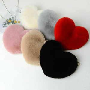 Women Heart Bag Chain Plush Love Wallet Crossbody