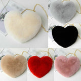 Women Heart Bag Chain Plush Love Wallet Crossbody