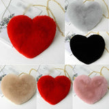 Women Heart Bag Chain Plush Love Wallet Crossbody