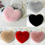 Women Heart Bag Chain Plush Love Wallet Crossbody
