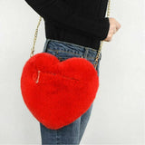 Women Heart Bag Chain Plush Love Wallet Crossbody