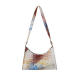 Women Retro Shoulder Bag Graffiti Print Lightweight Clutch Handle
