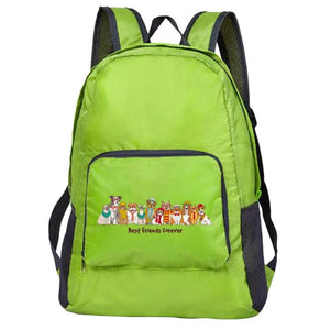 Portable Dog Print Hiking Backpack Green