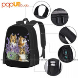 Shetland Sheepdog Purple Flower Backpack Large Capacity School Bag