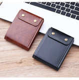 Men's Double Hasp Short Leather Wallet