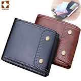 Men's Double Hasp Short Leather Wallet