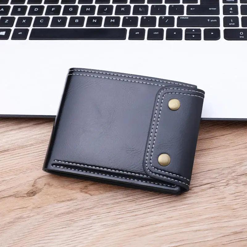 Men's Double Hasp Short Leather Wallet