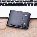 Men's Double Hasp Short Leather Wallet