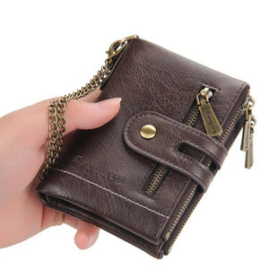 Large Capacity Wallet Chain Safe Buckle Multi-grid Faux Leather Wallet