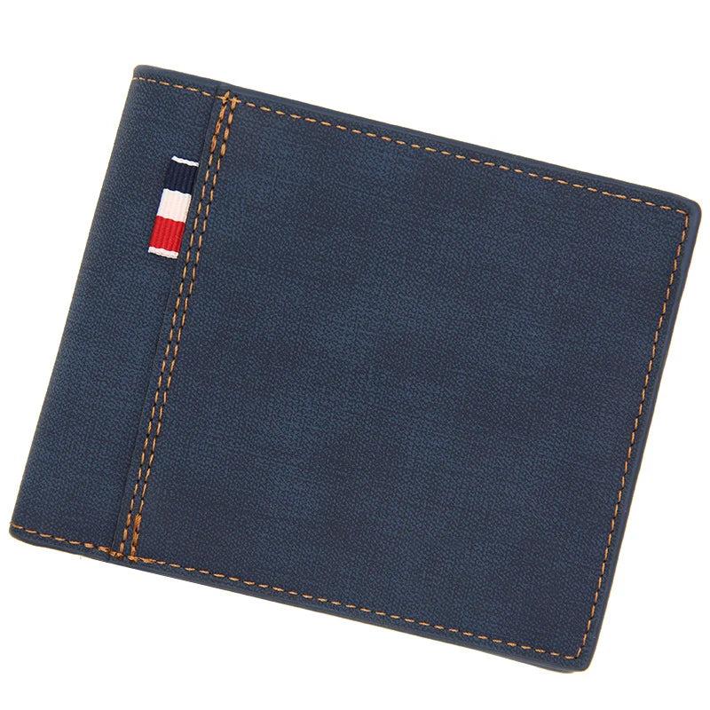 Solid Leather Men's Business Short Wallet Vintage Male Walltes Purse