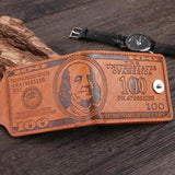 Vintage Men Leather Wallet - Magnetic Money Clip