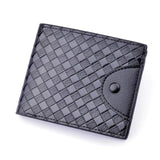 PU Men's Wallet Retro Woven Pattern Leather Short Wallet Zipper Purse