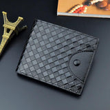 PU Men's Wallet Retro Woven Pattern Leather Short Wallet Zipper Purse