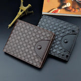 PU Men's Wallet Retro Woven Pattern Leather Short Wallet Zipper Purse