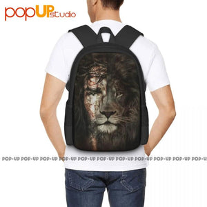 Jesus And Lion Christian Backpack Large Capacity Schoolbag