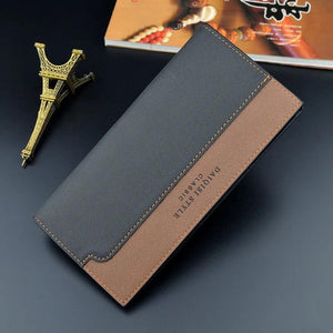 Men's Long Style Contrast Wallet Multi-card Suit Bag