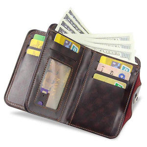 Men Wallet Magnetic Snap Clutch Bag Leather Compartment Portfel Carteira
