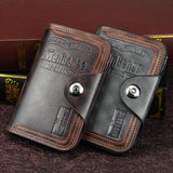 Men Wallet Magnetic Snap Clutch Bag Leather Compartment Portfel Carteira