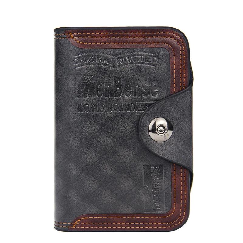 Men Wallet Magnetic Snap Clutch Bag Leather Compartment Portfel Carteira