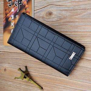 Men Long Wallet Embossed Vertical Suit Bag Large Capacity Soft Wallet Clutch