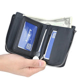 Men's Short Zipper Wallet PU Leather Coins Bag